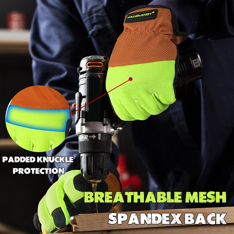 HANDLANDY Mens Work Gloves, Flexible Utility Working Gloves, Touch Screen