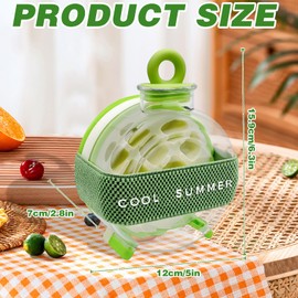 Green Round Press Curling Stone with Straps & Straw, Cool Summer Ice Bottle Cup, Good Sealing Leak-Proof and No Odor, Ice Cube Bottle Suitable for Preparing Drinks in The Refrigerator