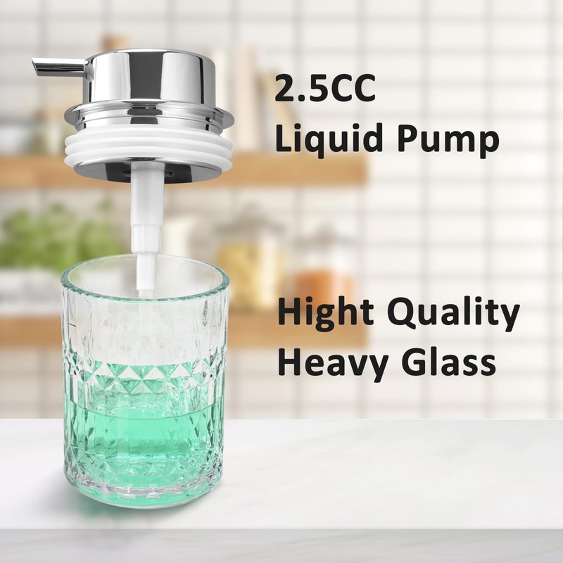 Bathroom Glass Soap Dispenser with Durable Rust-Proof Plastic Liquid Pump