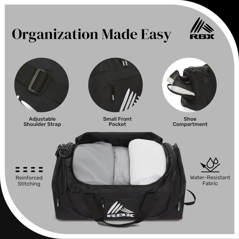 RBX Duffel Bag, Small Gym Bag for Women & Men,