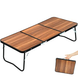 Vathery Folding Camping Table, 3 Fold Portable Picnic Table with Aluminum Legs, Lightweight Foldable Beach Table with Handle, Outdoor Table for Camping, BBQ, Cooking, Travel, Patio, Garden