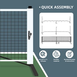 THUNDERBAY Portable 22FT Pickleball Net, Game Standard Size, Anti-sag Design, Stable Metal Frame and Powerful PE Net