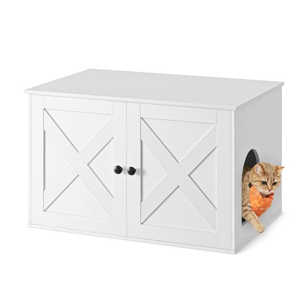 Feandrea Cat Litter Box Enclosure, Litter Box Furniture Hidden with