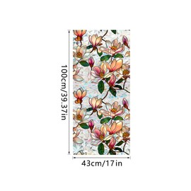 Yeysynana Window Film, Decorative Stained Purple Flowers Static Glass Window Clings Stickers for Home Office Living Room Bedroom Glass Windows Door Decor 16.93 x 39.37 Inches