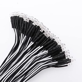 YIXISI YIXISI 100 PCS 3mm LED Diodes Light, Ultra Bright 12V 20cm Pre Wired, Cold White