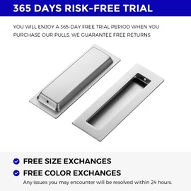 JOY DECOR 2 Pack Pocket Door Handles Sliding Closet Door Pulls, 5.9" Flush Barn Door Pulls Brushed Nickel Closet Finger Pulls, Rectangular Recessed Closet Door Handles