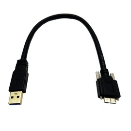 Seadream USB 3.0 Micro B Cable 30cm USB 3.0 A Male to Micro B Male with Dual Screw Locking Cable for Hard Disk Mobile Phone Camera