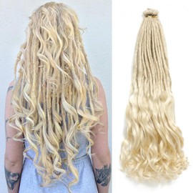 Aguacor Loose Wave Dreadlocks Synthetic French Curly Single Ended Dreadlock Extensions 24inches 50 Strands Thin Soft Spanish Curly SE Dreadlock Extensions for Women (50 Strands, 613#)