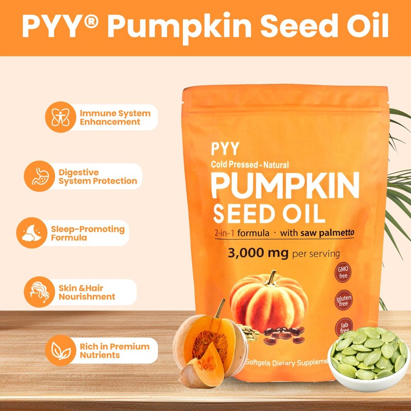 PYY Cold-Pressed Pumpkin Seed Oil & Saw Palmetto Softgels |