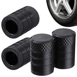 Tire Valve Stem Caps, Black, 4 Pcs/Pack, Anodized Aluminium Tire Valve Cap Set, Corrosion Resistant, Universal Stem Covers for Cars Trucks Motorcycles SUVs and Bikes (Black)