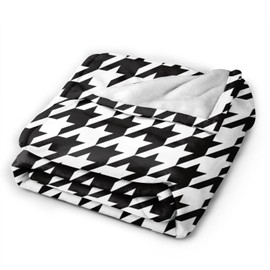 Perinsto Houndstooth Pattern Throw Blanket Ultra Soft Warm All Season Decorative Fleece Blankets for Bed Chair Car Sofa Couch Bedroom 80"X60"
