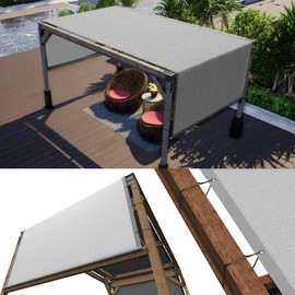 ColourTree 12' W x 16' L Grey Pergola Sun Shade Canopy Replacement Cover, Commercial Grade 260 GSM Cloth for Outdoor Patio, Includes Stainless Steel Weighted Rods (We Make Custom Size)