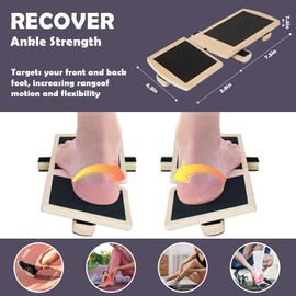 Ankle & Foot Fitness Combo - Stability Balance Board and Calf Stretching Strap for Strength & Flexibility Training