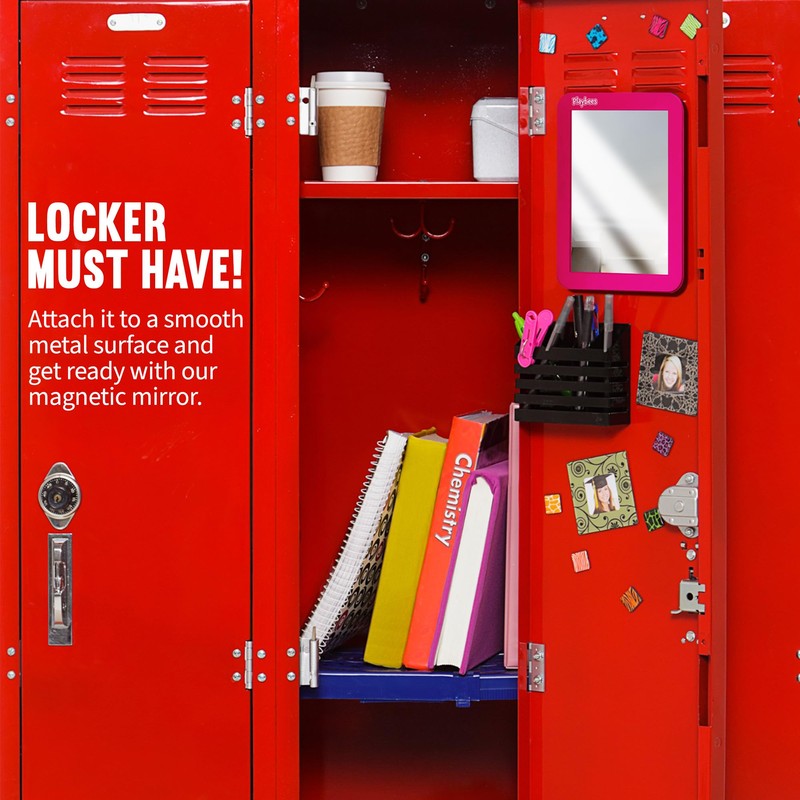 Playbees Magnetic Locker Mirror - Pink - Ideal for School