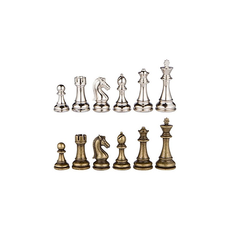 Mars Silver and Bronze Metal Chess Pieces with 3 Inch