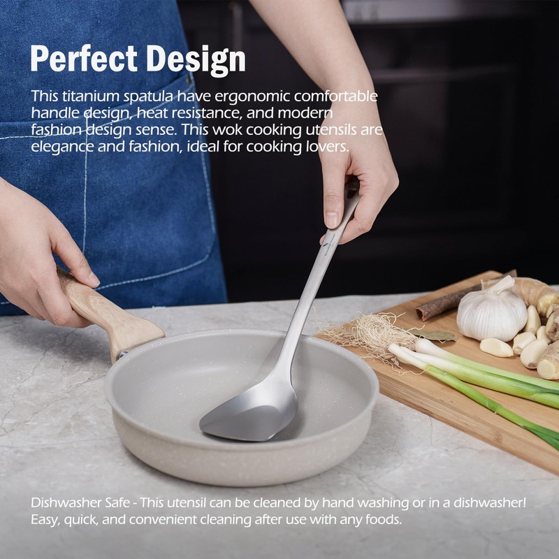 Boundless Voyage Titanium Spatula Food Turner Lightweight Food Grips Cooking