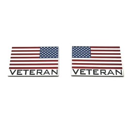 Pair Custom Veteran American Flag Decal Eagle USA Left and Right Emblem with Strong Adhesive Truck Motorcycle, Luggage, Window (Vateran Flag-Colorful)