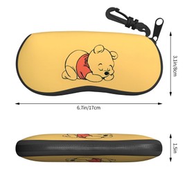 HTSW Winnie the Pooh Glasses Case, With Hook, Stylish, Cute, Glasses Pouch, Glasses Bag, Sunglasses Bag, Hook, Scratch-Resistant, Lightweight, Multi-functional, Soft, Neoprene, Zippered, Eyeglass Case