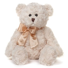 Bearington Huggles Creamy White Teddy Bear Stuffed Animal Toy - 16" Soft-Fur Teddy Bear Plushies with Satin Bow - Cuddly Stuffed Bears Plush Gift for Birthday, Anniversary, Holiday, or Graduation