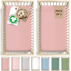 Set of 2 Organic SnuzPod 4 Fitted Sheets - 190GSM Thick Luxuriously Soft 100% Organic Combed Cotton – Snuz pod 4 Fitted Sheet 40x75.5 - Snuz pod Cot Crib Sheets