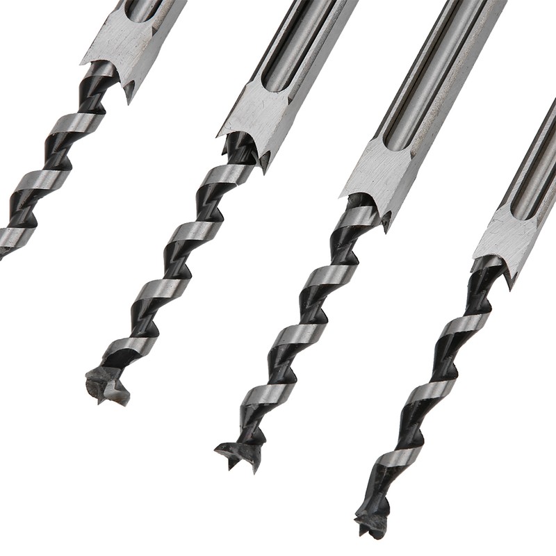 4Pcs Square Hole Drill Bits Woodworking Bearing Steel Wood Drilling