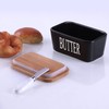 Lxmons Ceramic Butter Dish with Wooden Lid, Large Butter Container