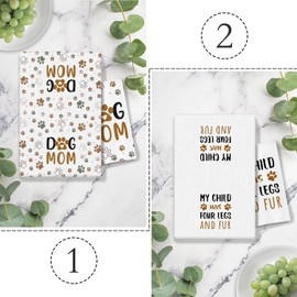 COWEB Dog Mom Kitchen Towels Set of 2, Dog Mom Owners Lovers Gifts for Women Dish Tea Towels for Kitchen, Puppy Pet Lovers Gifts Hand Towels for Bathroom Decor, 16x24 Inch