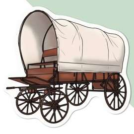 Medium 100mm 'Covered Western Wagon' Permanent Sticker Decal for Cars/Windows/Bins/Walls etc (DW00094005)