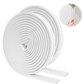 SUNMON Weather Stripping Door Seal Strip, 33Feet (10M) D-Type Soundproofing, Self Adhesive Foam Weatherstrip for Door and Window (White)