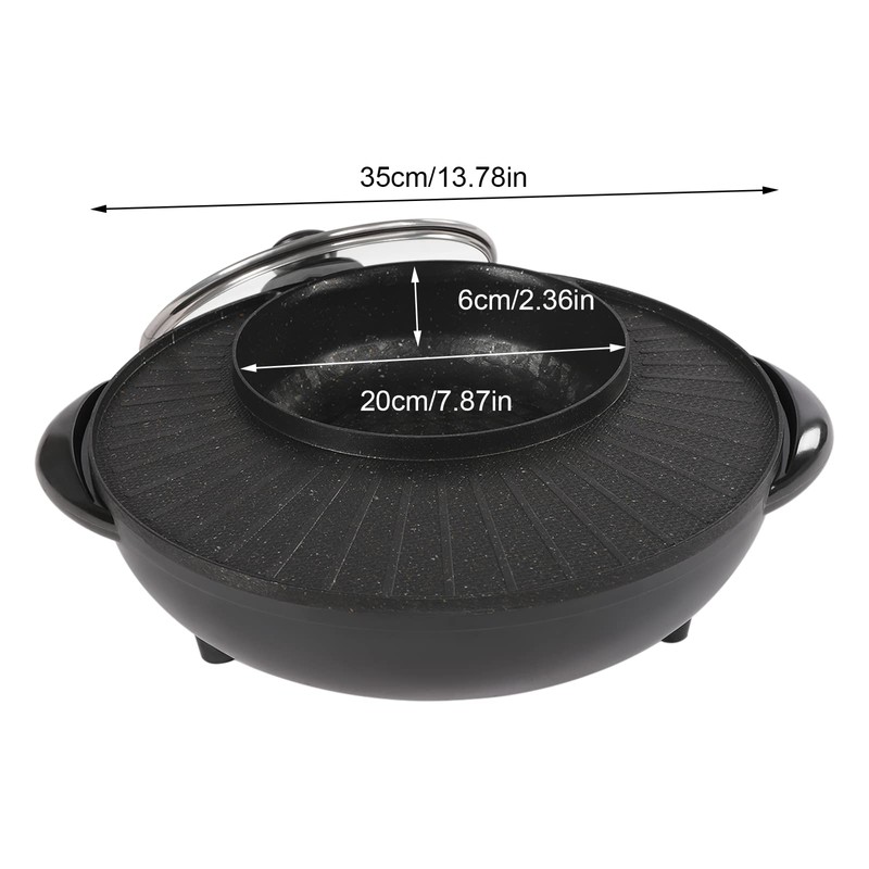 SNKOURIN Hot Pot with Grill 2 in 1, Multifunctional Smokeless