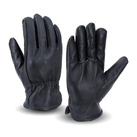 PROSG Leather Work Gloves for Men Perfect for Motorcycle Riding/Gardening/Truck Driving 1 Pair(Large)
