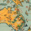 Large Vintage Japanese World MAP by Keizo Shimada of Japan