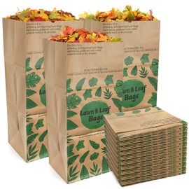YOUEON 10 Pack 30 Gallon Leaf Bags Brown Paper, 2-Ply Heavy Duty Lawn and Refuse Bags, Yard Waste Bags for Home, Garden, Yard, Self Standing and Tear Resistant