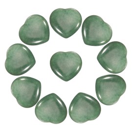 PATIKIL 10 Pcs Natural Heart Shaped Crystal Stone, 1 Inch Mini Polished Love Gemstone Crystal, Pocket Rock Engraved Worry Stones for Women Gifts Meditation, Emerald Green