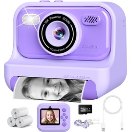 Eaever Instant Print Camera Toys for Kids,2.4 Inch Screen Kids Instant Cameras, Christmas Birthday Gifts for Girls Age 3-12, Portable Toddler Toy for 3 4 5 6 7 8 9 10 Year Old Girls Boys Purple