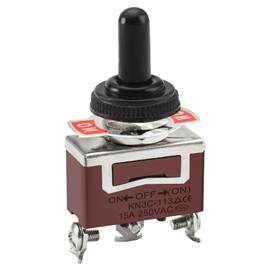 Heschen metal toggle switch, KN3C-113, SPDT ON/OFF/(ON) side momentary 3 position 15A 250VAC with waterproof cap
