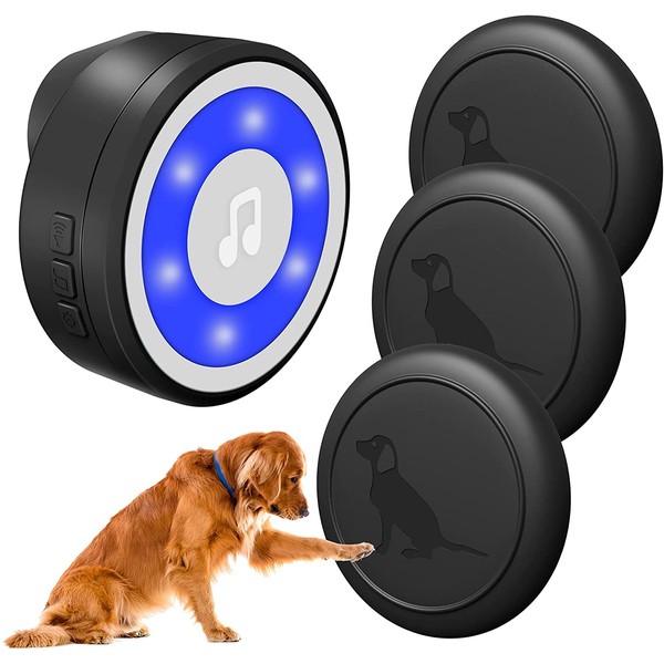 MYPIN 3pcs Wireless Pet Doorbell with Touch Button Waterproof IP65 for Dog Training, Works at 1000 Feet with 20 Melodies 4 LED Flash Modes