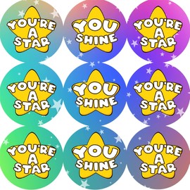 144 Star Shine 30mm Stickers Glossy Reward Stickers for School Teachers Nursery