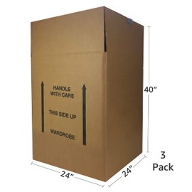 Uboxes Moving Boxes Bundles Wardrobe Moving Boxes 24x24x40 - Pack of 3
