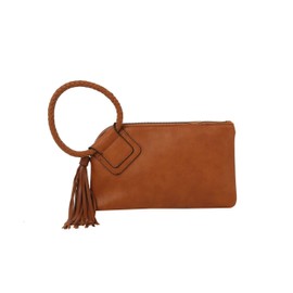 Womens Clutch Purse Wristlet Wallet Evening w/Hand Strap Casual Formal Vegan Leather - Metro Muse, Brown, Small