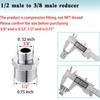 Happyreise Rv Faucet Adapter 1/2 to 3/8 Reducer,1/2 Male to