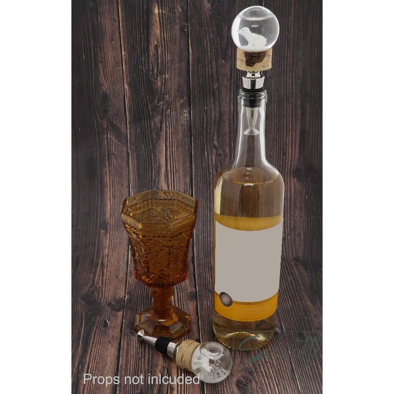 Wine Stopper Snow Globe with White Fox