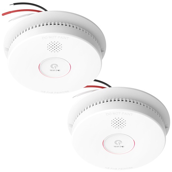 Siterlink Hardwired Interconnected Smoke Detectors,Photoelectric Smoke Alarm with 9V Battery
