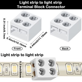 25 Pack Solderless LED Tape Light Connector Tape to Tape Screw Down Terminal Block Connector 2 Pin LED Connectors for Strip Lights 0.3 Inch/ 8 mm for 5V 12V 24V Single Color LED Strip Lights, White