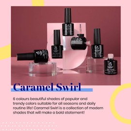 Beetles Gel Nail Polish Set, Caramel Colors Series, Brown Yellow Gold Glitter Gel Polish Soak Off Nail Lamp LED Cured, 7.3ml Each Bottle for Nail Art HalloweenKit