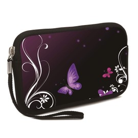 Unisex Portable Neoprene All Smartphone Wristlet Wallet Clutch Purse, Coin Pouch, Pencil Bag, Cosmetic Bag (Lovely Butterfly)