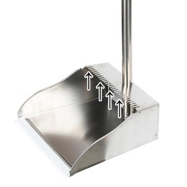 Metal Dustpan Long Handle Stainless Steel Dustpan,Heavy Duty Standing Dust Pan with Teeth, Indoor Outdoor Up for Home Kitchen Lobby Room Office