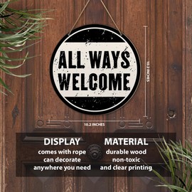 Western Wall Decor for Home, Southwestern Welcome Sign Round Wood Hanging Sign Decorations, Black and White Decor for Porch, Door, Entryway, Housewarming Gifts for New Home Women Men Cowboy Cowgirl