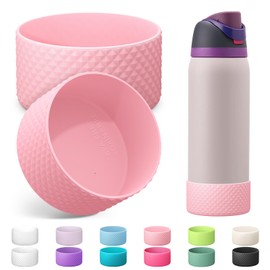 Alwenid 2PCS Silicone Water Bottle Boot for Owala 32 Oz, Anti-Slip Protective Sleeve Bottom Bumper Protector for FreeSip, Twist, and Flip Stainless Steel Water Bottles (Pink)