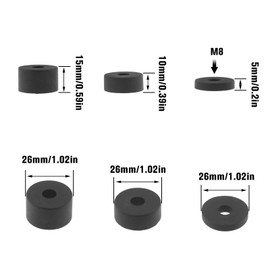 EMSea Pack of 15 M8 Rubber Spacer Kit Assorted Thickness Standoff Washer for DIY Damping Absorbing Impact 26 x 15 mm 26 x 10 mm 26 x 5 mm 5 Pieces per Size